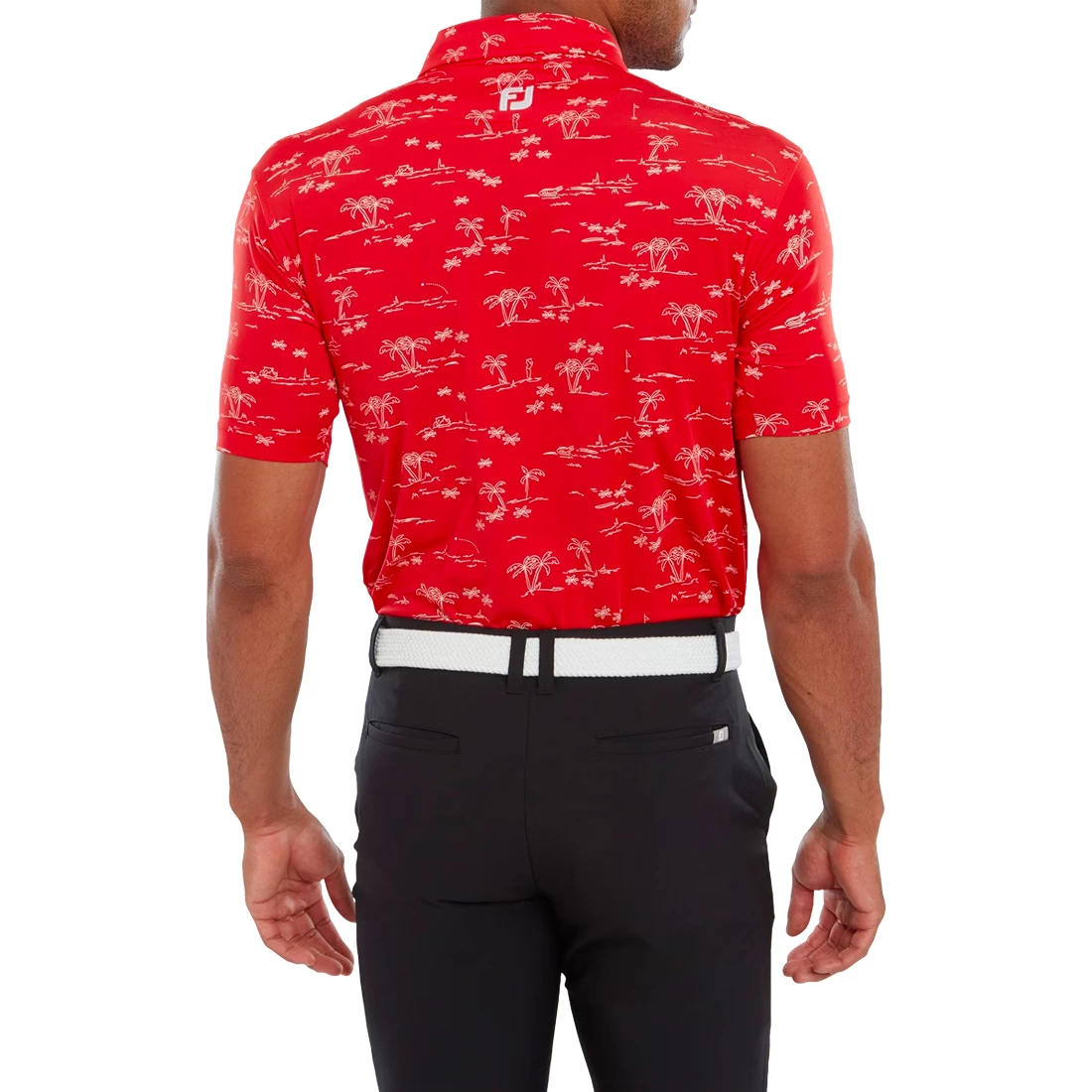 FootJoy Tropic Golf Print Lisle Mens Polo Shirt 6 FootJoy Tropic Golf Print Lisle Mens Polo Shirt - Image 4