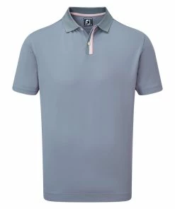 FootJoy Solid With Stripe Placket Pique Mens Golf Polo Shirt