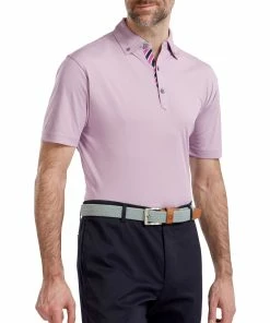 FootJoy Birdseye Jacquard With Stripe Trim Mens Golf Polo Shirt -Drivers Sales 1nppon54ovh