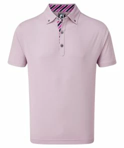 FootJoy Birdseye Jacquard With Stripe Trim Mens Golf Polo Shirt