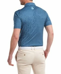 FootJoy Leaping Dolphins Print Lisle Mens Golf Polo Shirt -Drivers Sales ac40hjq55he