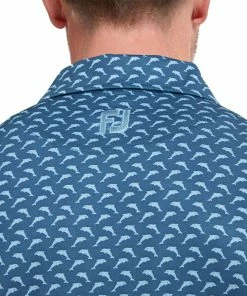 FootJoy Leaping Dolphins Print Lisle Mens Golf Polo Shirt -Drivers Sales fcmp4pyel1y