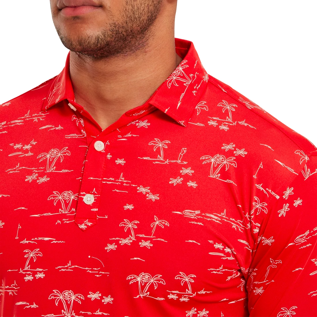 FootJoy Tropic Golf Print Lisle Mens Polo Shirt 7 FootJoy Tropic Golf Print Lisle Mens Polo Shirt - Image 5