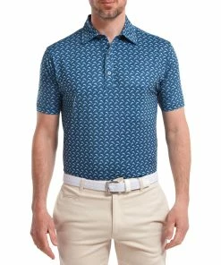 FootJoy Leaping Dolphins Print Lisle Mens Golf Polo Shirt -Drivers Sales ldpvmoujkuw