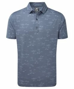 Footjoy Mens Tropic Golf Lisle Print Polo Shirt