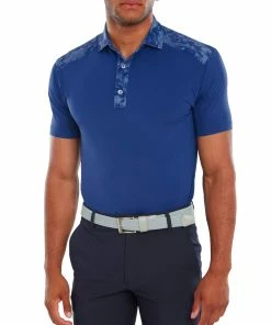 FootJoy Cloud Camo Trim Lisle Mens Golf Polo Shirt -Drivers Sales sxtlejqcusg