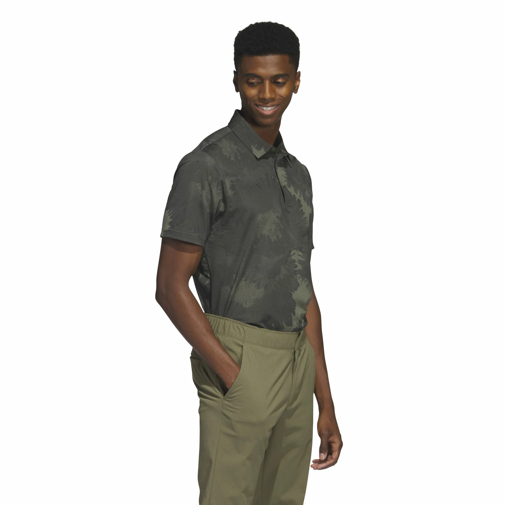 Adidas Golf Flower Mesh Print Mens Polo Shirt 7 Adidas Golf Flower Mesh Print Mens Polo Shirt - Image 5